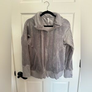 Athleta Soft Gray Fleece Zip Up Jacket